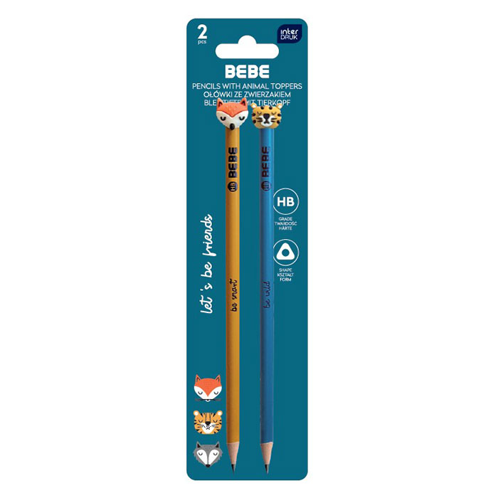 Lot de 2 Crayons de Papier avec Animal BEBE Friends - Tigre