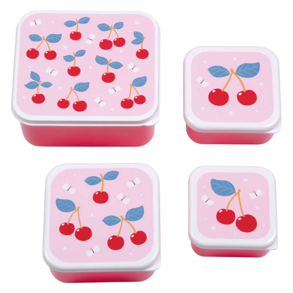 Lot de 4 Boîtes à Goûter - Cerises