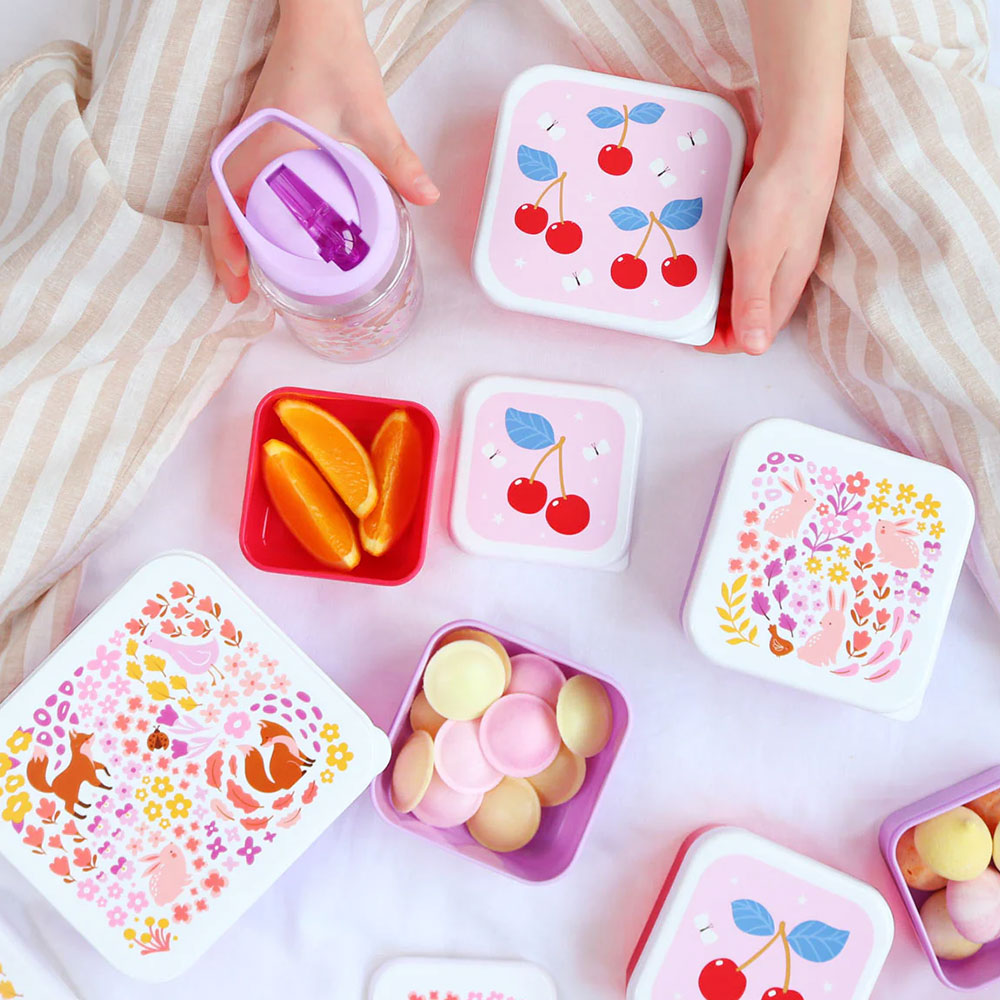 Lot de 4 Boîtes à Goûter - Cerises