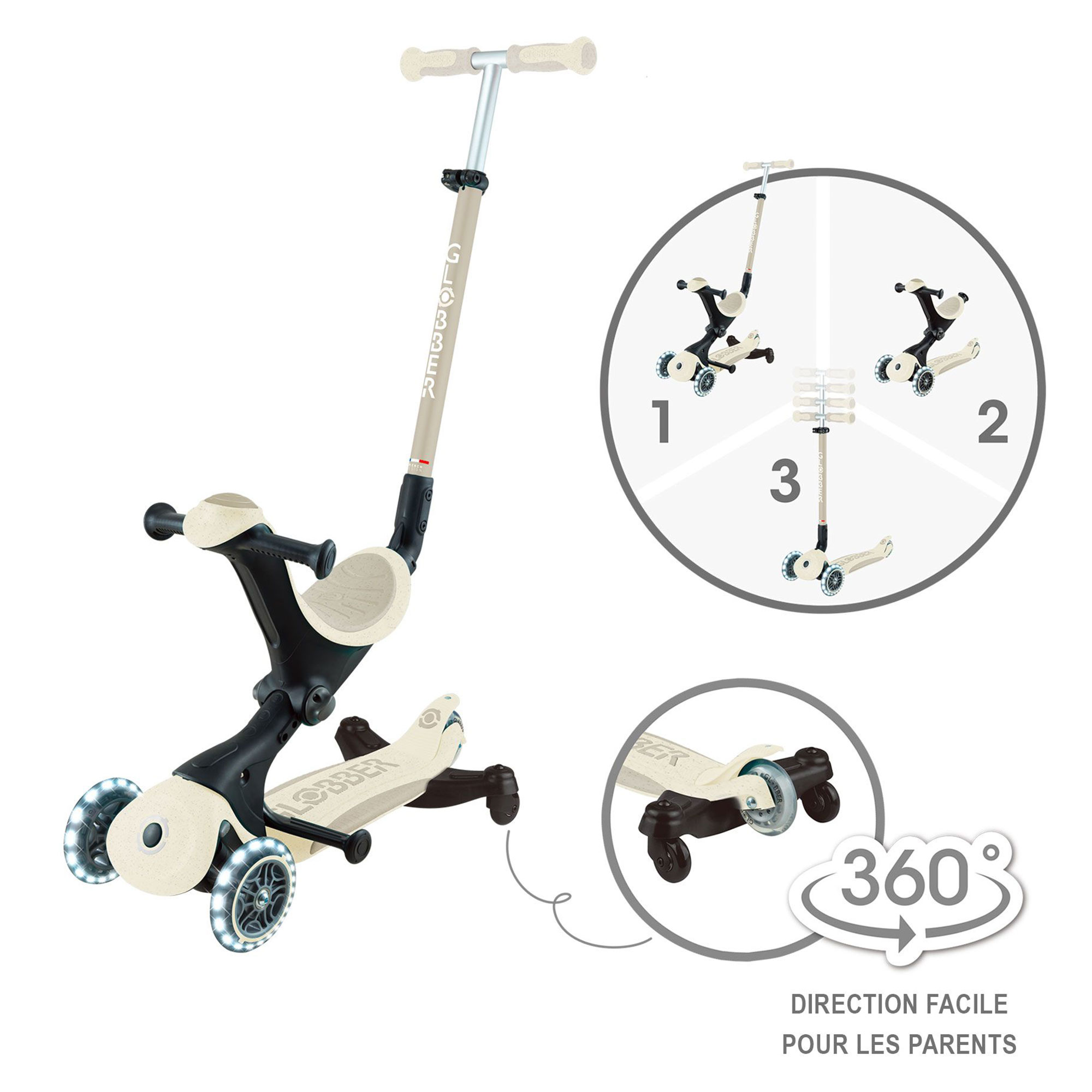 Trottinette Evolutive Go Up Deluxe Light Eco 360 - Taupe