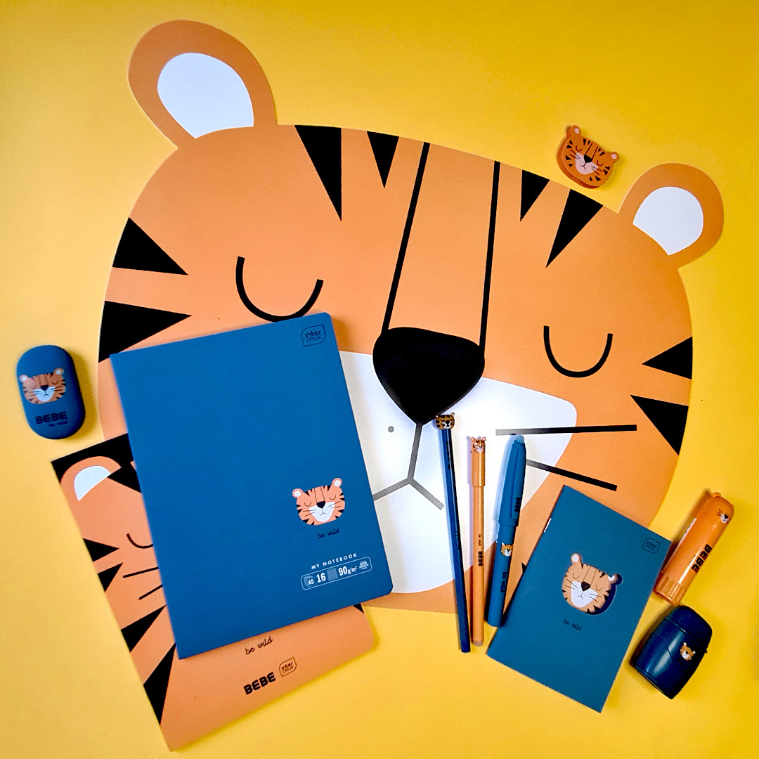 Lot de 2 Crayons de Papier avec Animal BEBE Friends - Tigre