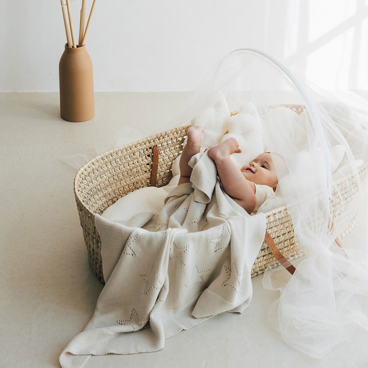 Couffin avec Matelas & Anses Cuir 