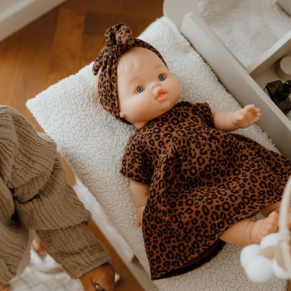 Robe pour Poupée - Léopard Marron