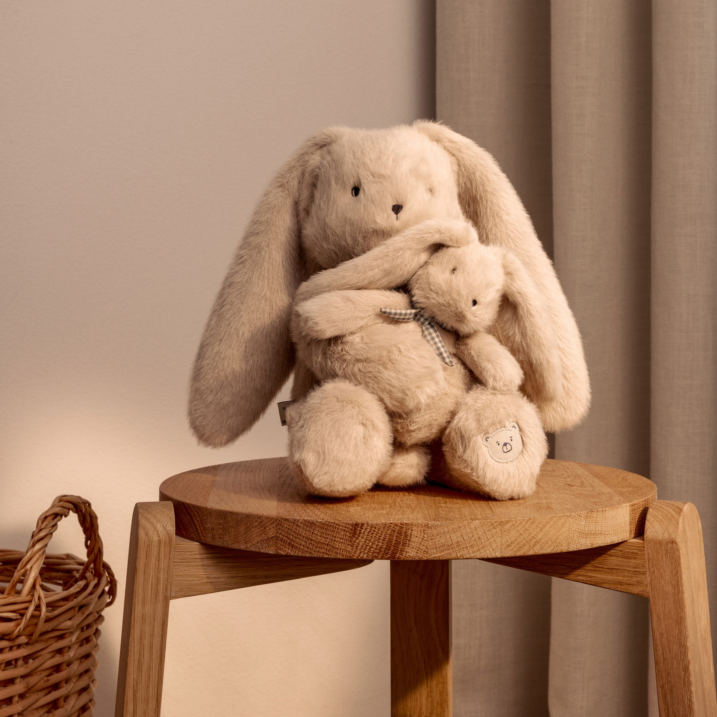 Peluche Berto Lapin et Bébé Lapin - Mist