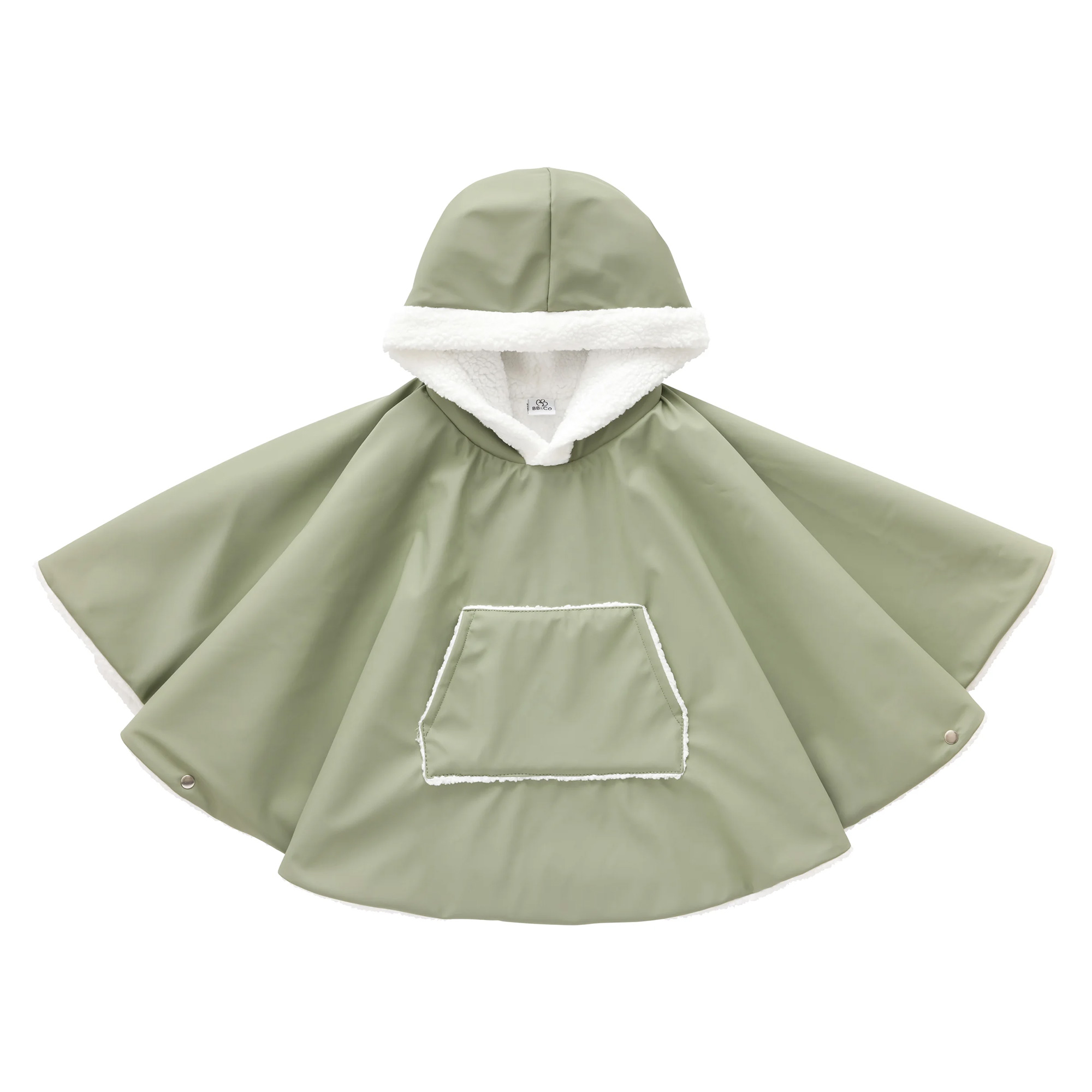 Poncho de Voyage Vert Sauge Sherpa Blanc - 1/2 Ans