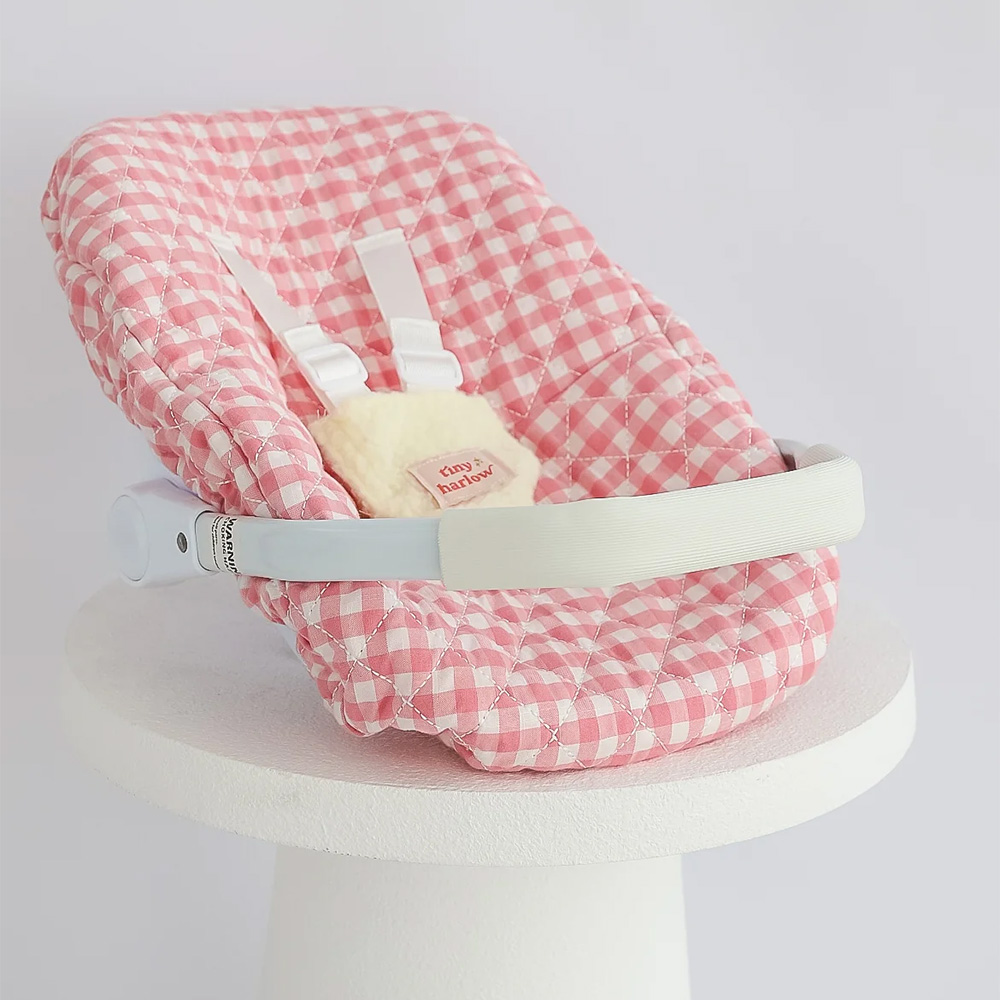 Siège Auto pour Poupée - Vichy Rose