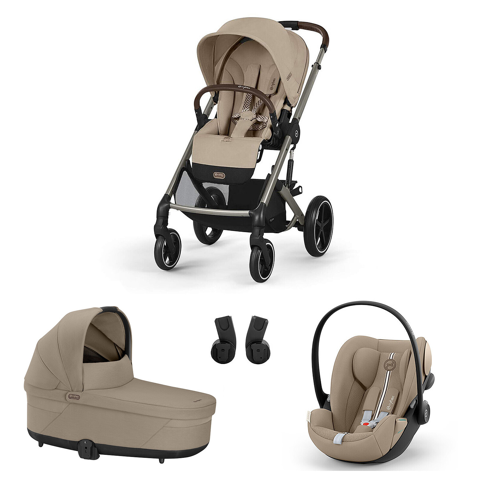 Poussette Trio Balios S Cadre Taupe - Siège Auto Cloud G Plus i-Size - Nacelle S Lux - Almond Beige