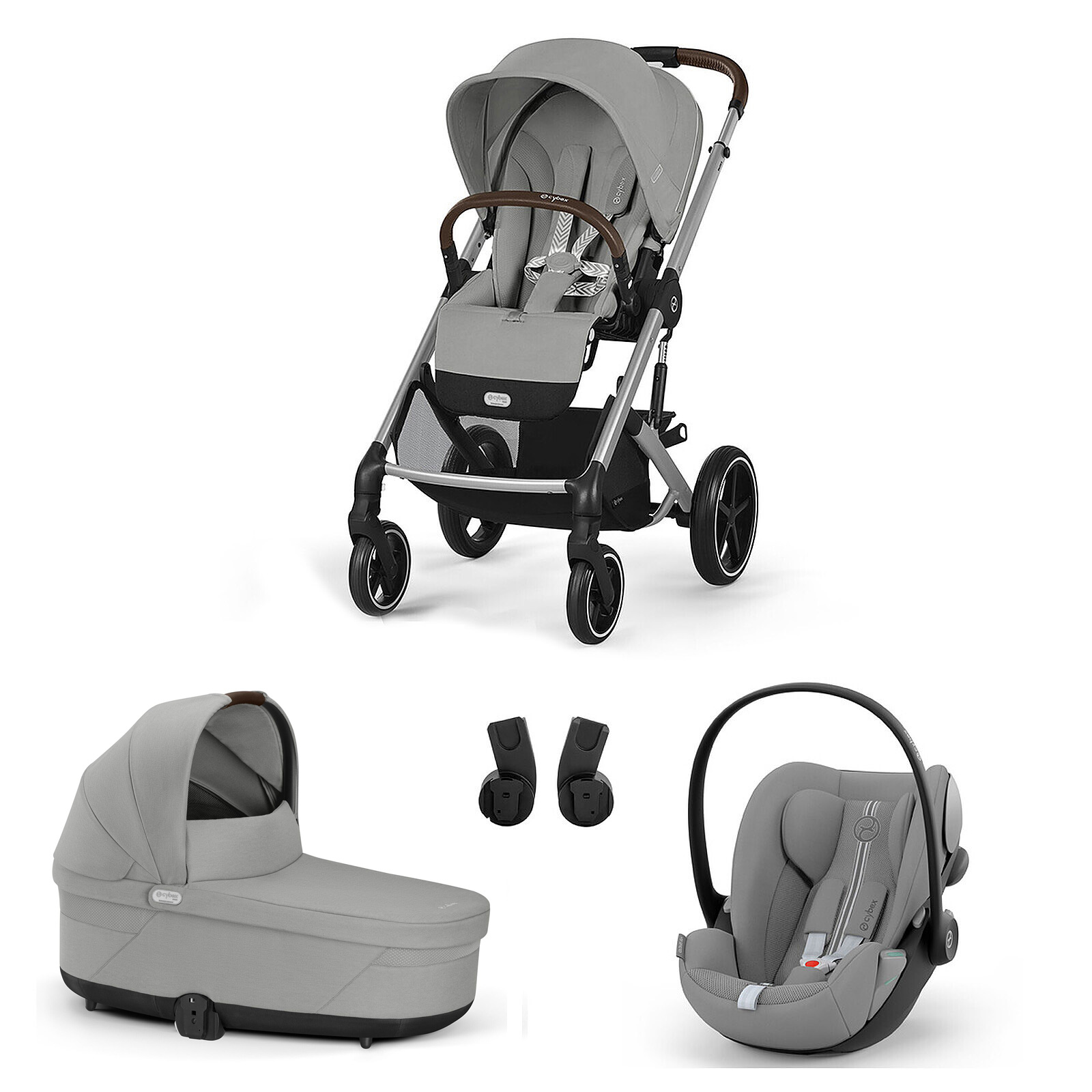 Poussette Trio Balios S Cadre Argent - Siège Auto Cloud G Plus i-Size - Nacelle S Lux - Stone Grey