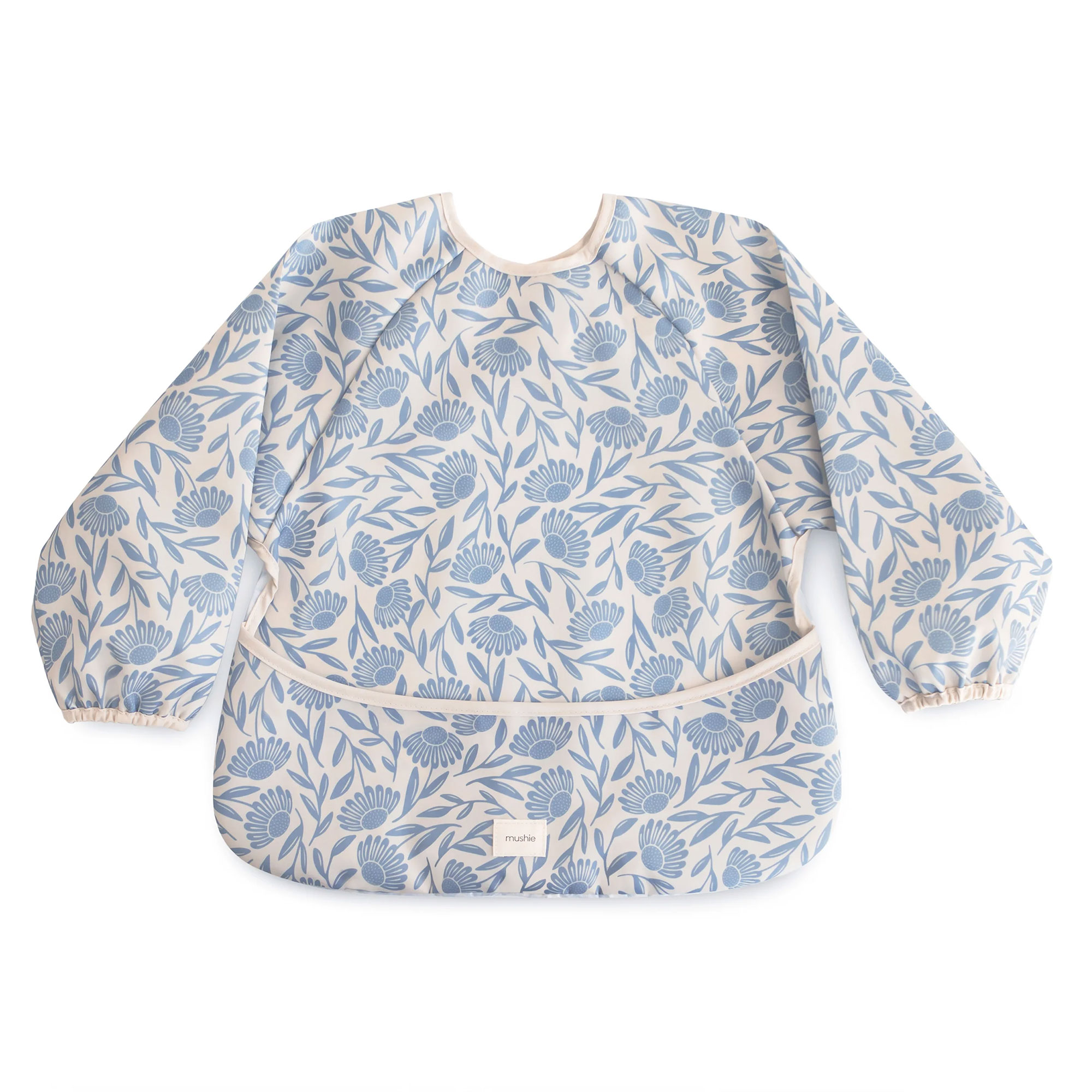 Bavoir à Manches Blue Flowers - 6/24 Mois