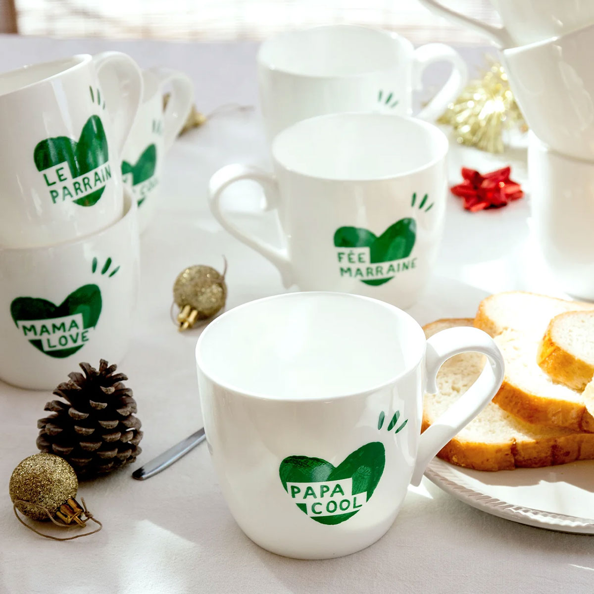 Mug Coeur Vert Sapin - Papa Cool 