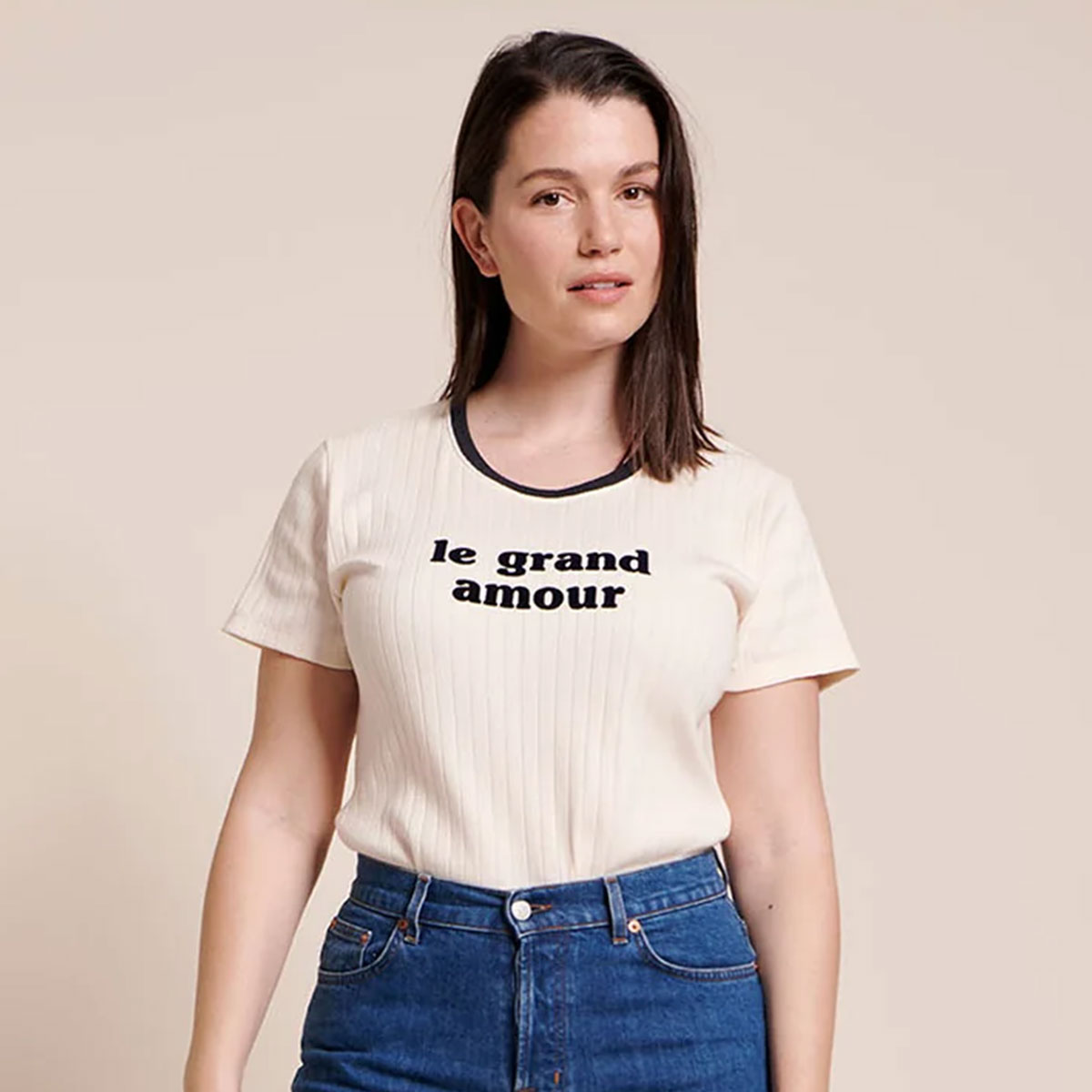 T-shirt Le Grand Amour Crème Femme - L