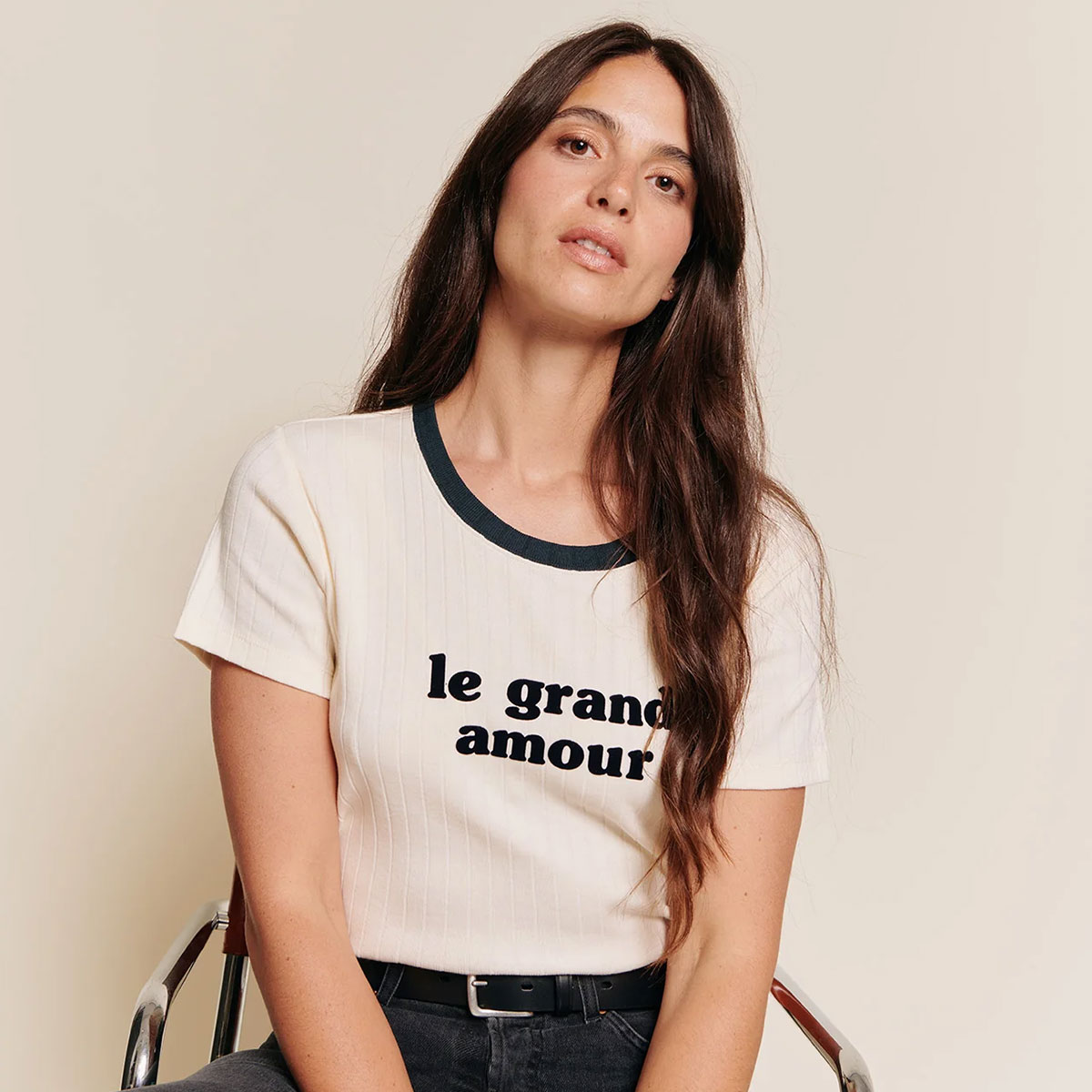 T-shirt Le Grand Amour Crème Femme - S