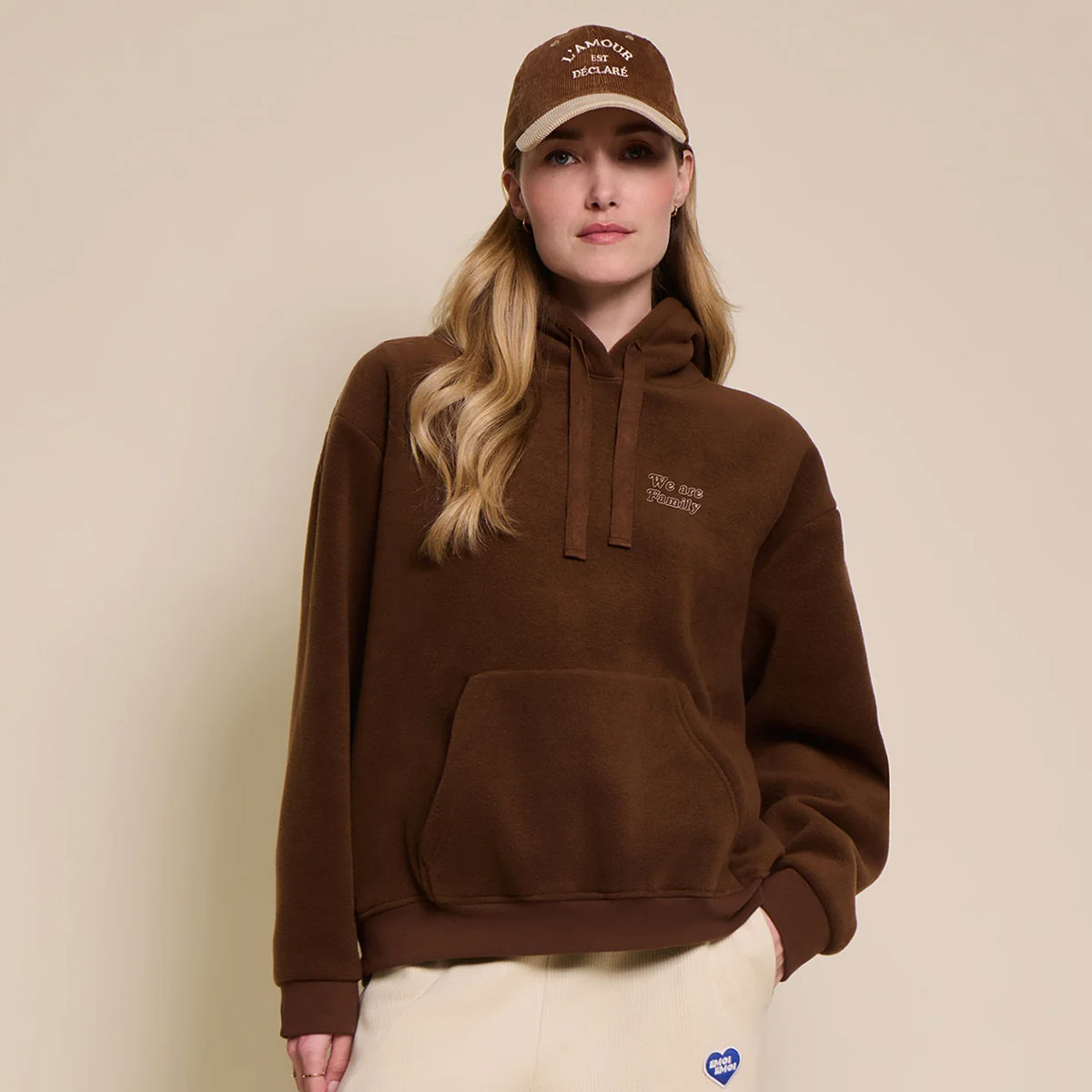 Hoodie Polaire Recyclée We Are Family Chocolat - XL