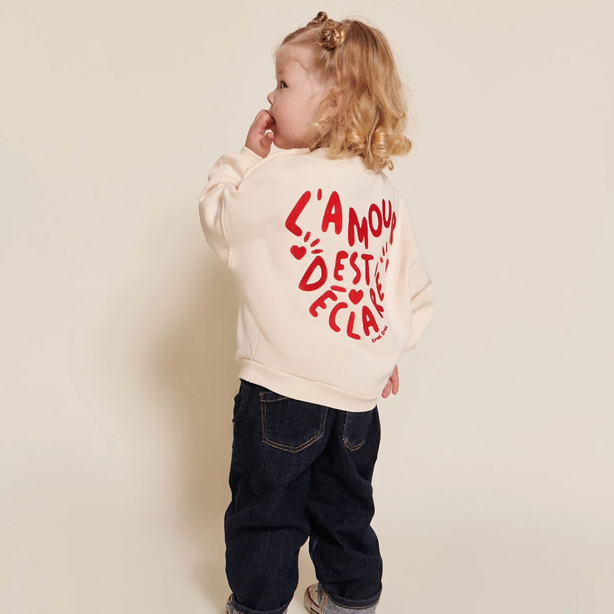 Sweat L'Amour est Déclaré Crème Rouge - 4 Ans