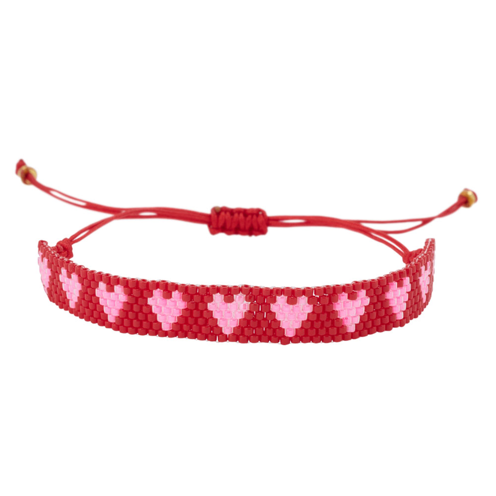 Bracelet en Perle Amour - Rouge et Rose