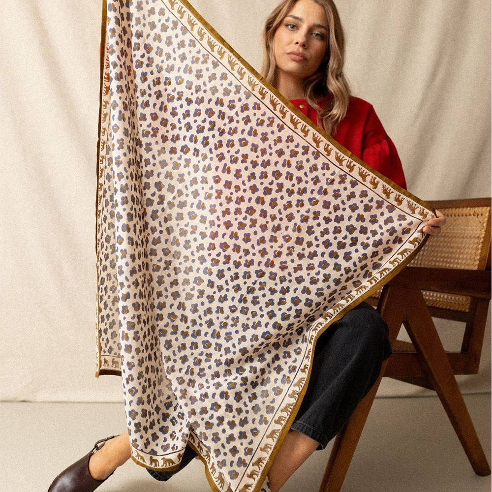 Big Foulard Dupatta Léopard - Macadamia