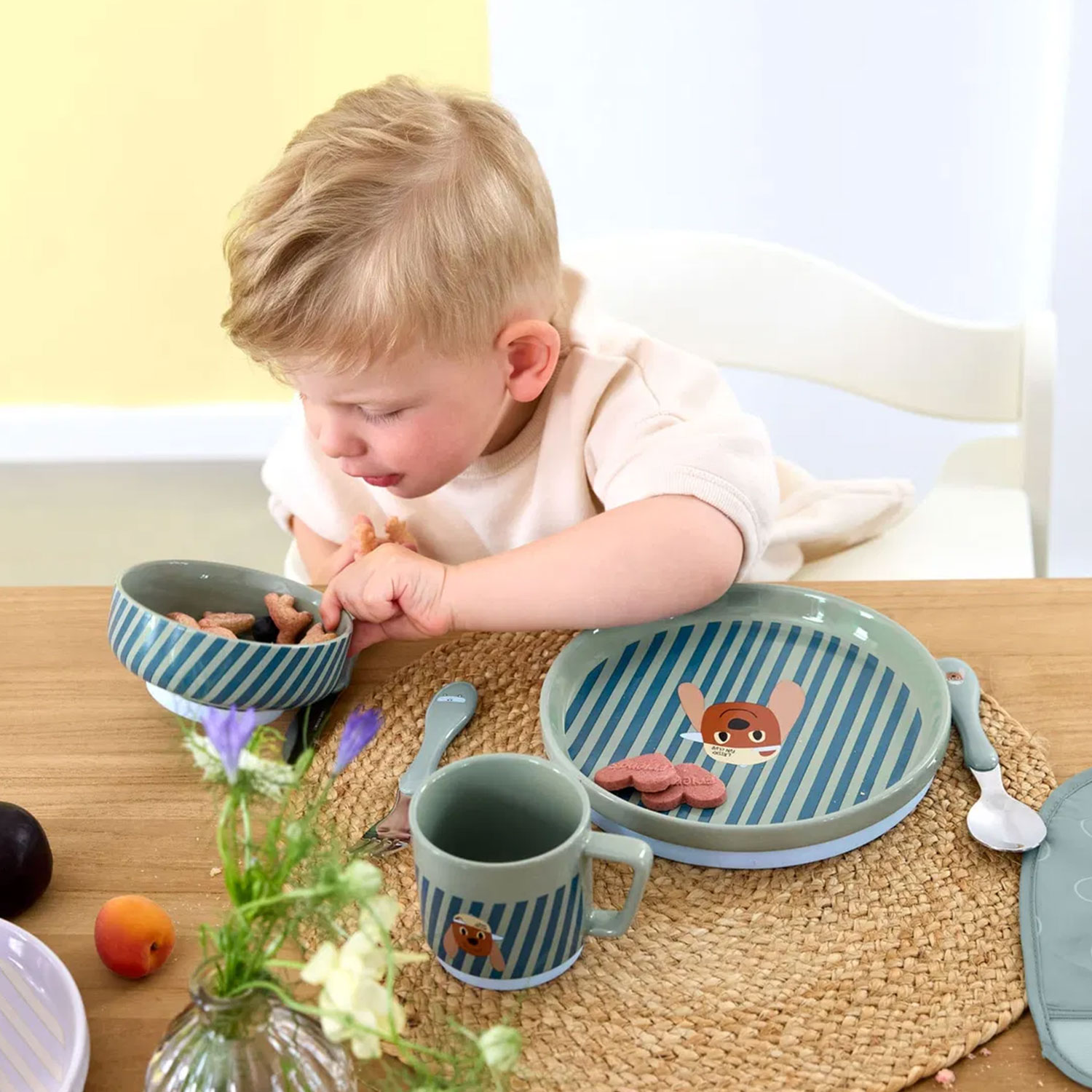 Coffret Repas 3 Pièces en Porcelaine Tiny Team - Chien