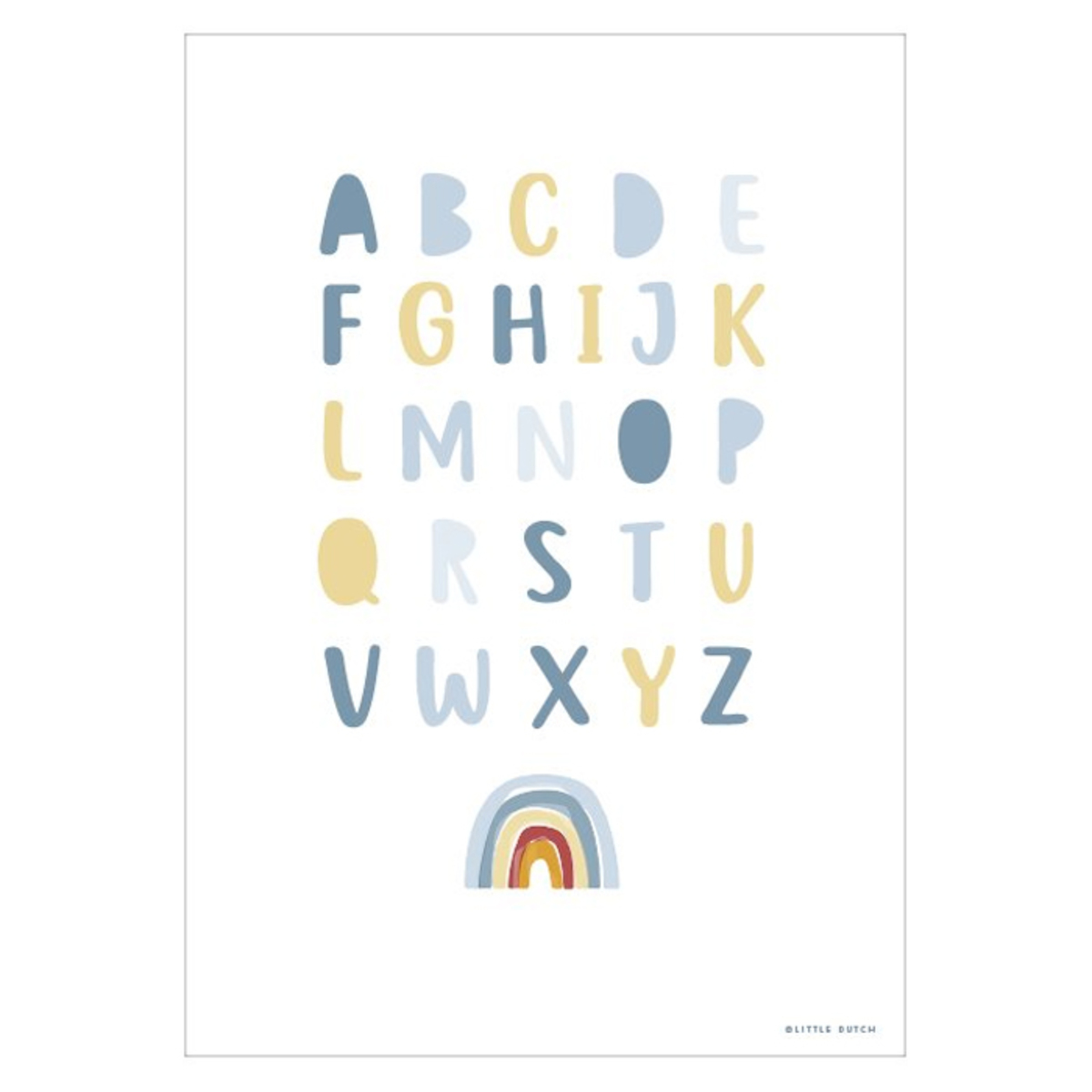 Little Dutch Poster Reversible Alphabet Et Arc En Ciel Bleu Affiche Poster Little Dutch Sur L Armoire De Bebe