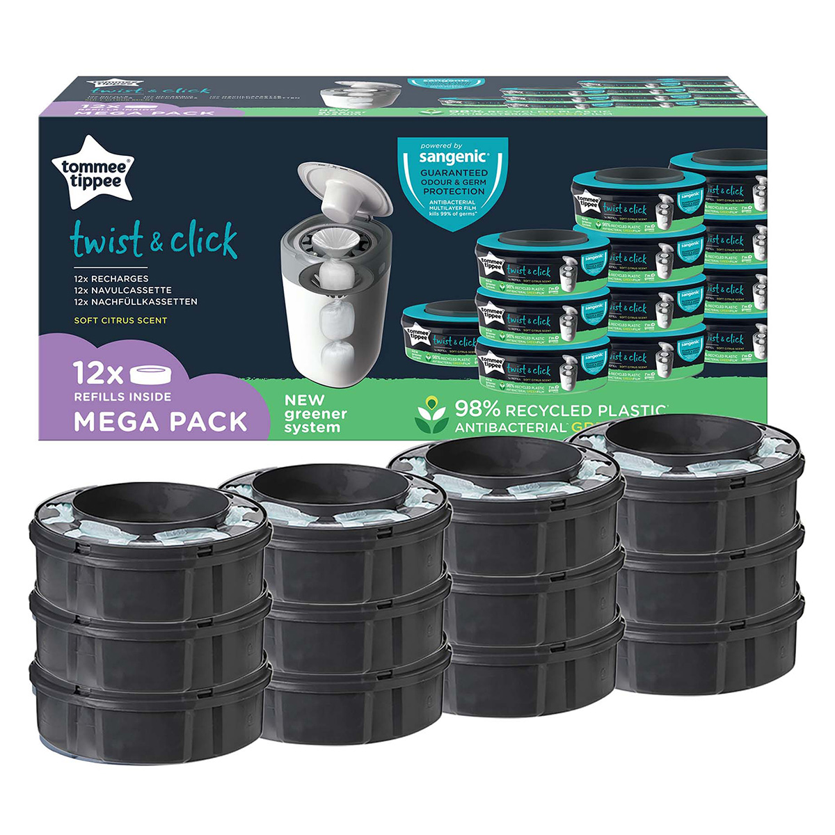 Tommee Tippee Lot de 12 Recharges Twist & Click - Couche Tommee