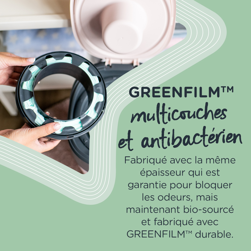 Poubelle à couches twist and click xl 60 couches greenfilm Sangenic