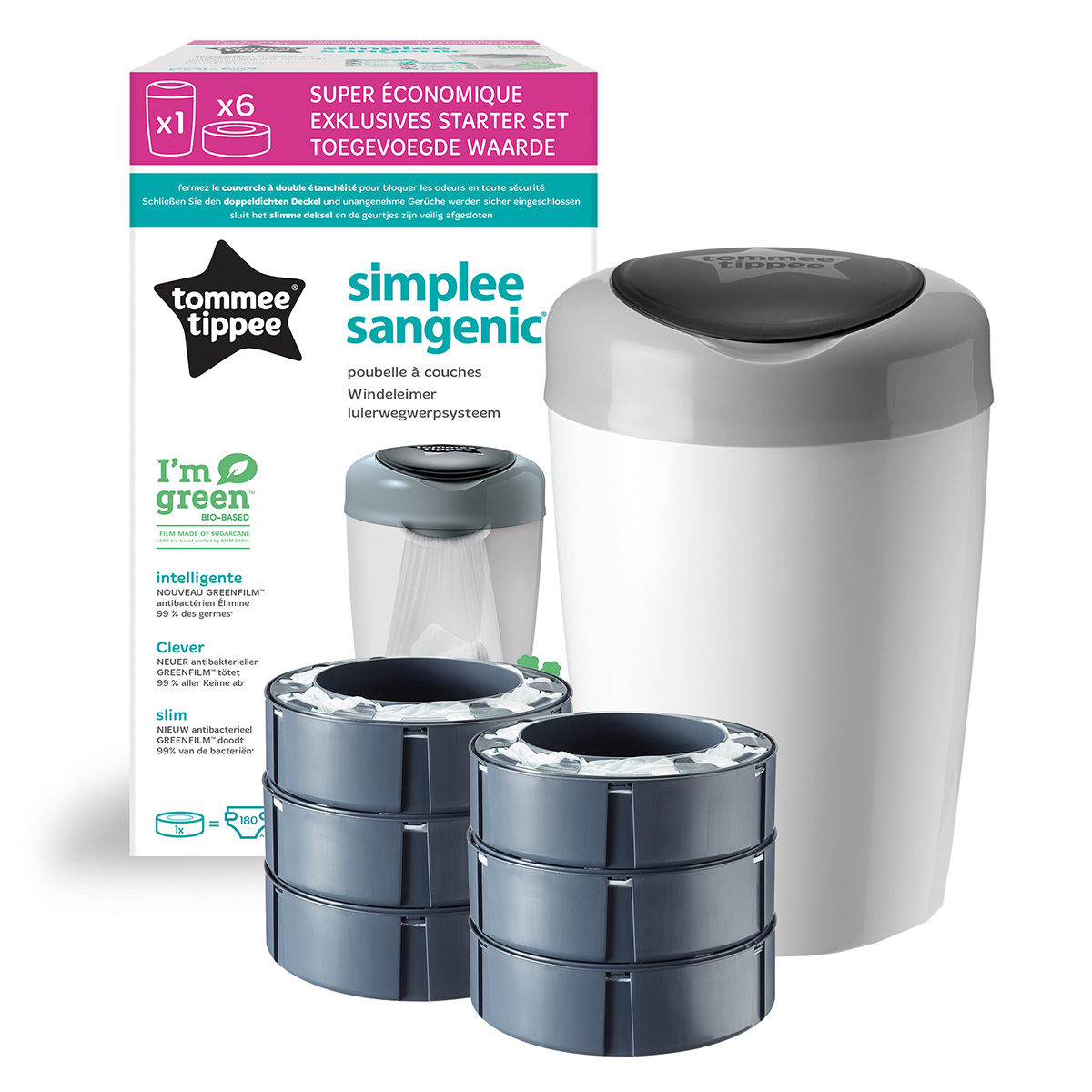 Couche Starter Set Simplee Sangenic + 6 Recharges - Blanc Starter Set Simplee Sangenic + 6 Recharges - Blanc