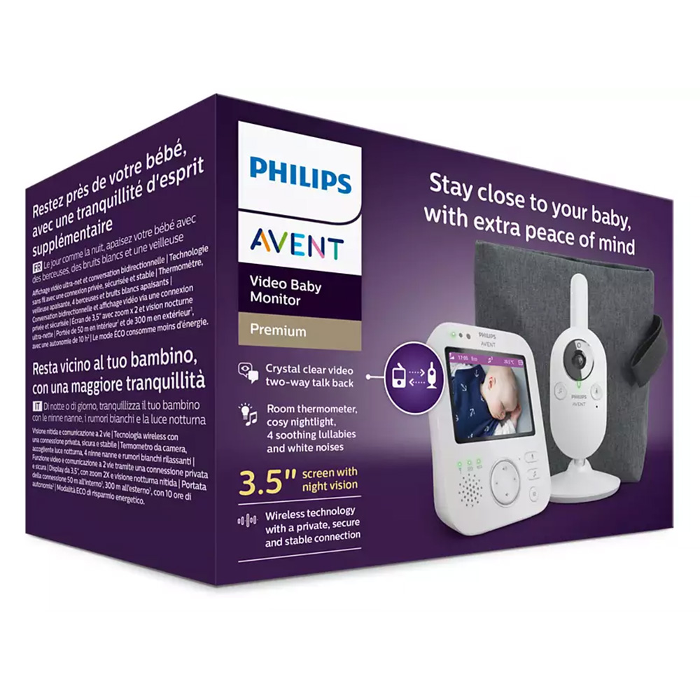 Babyphone Philips Avent Vidéo Premium, écran LCD HD 3,5, SCD843/26 –