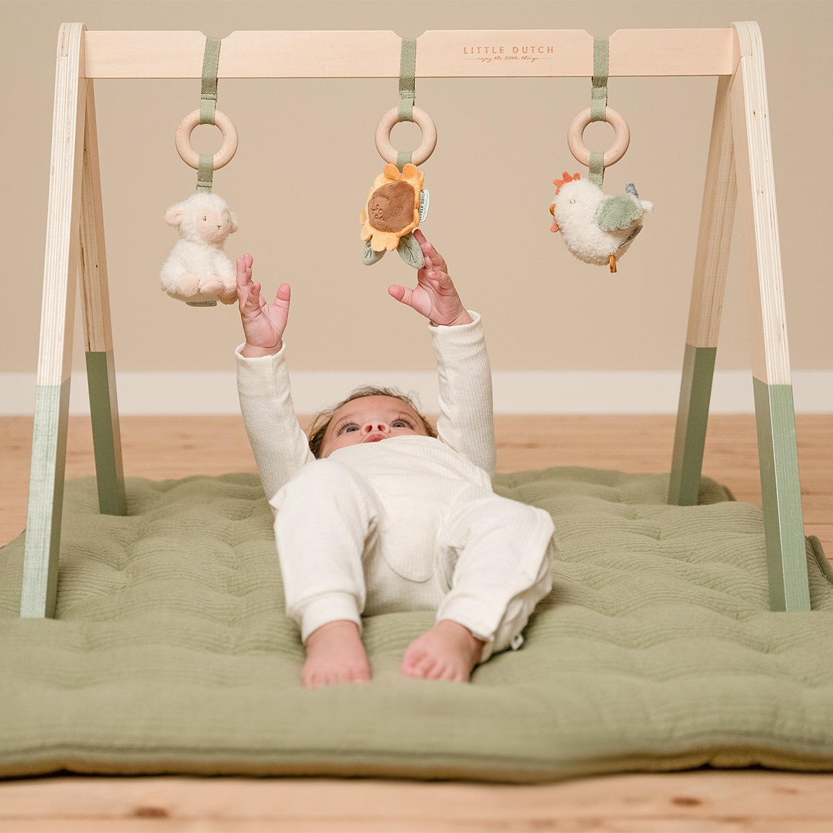 Arche D'éveil Bébé En Bois Pliable - Portique Avec Jouets Sensoriels - Pour Poussette, Parc, Tapis - En Pin Naturel, 0-12 Mois
