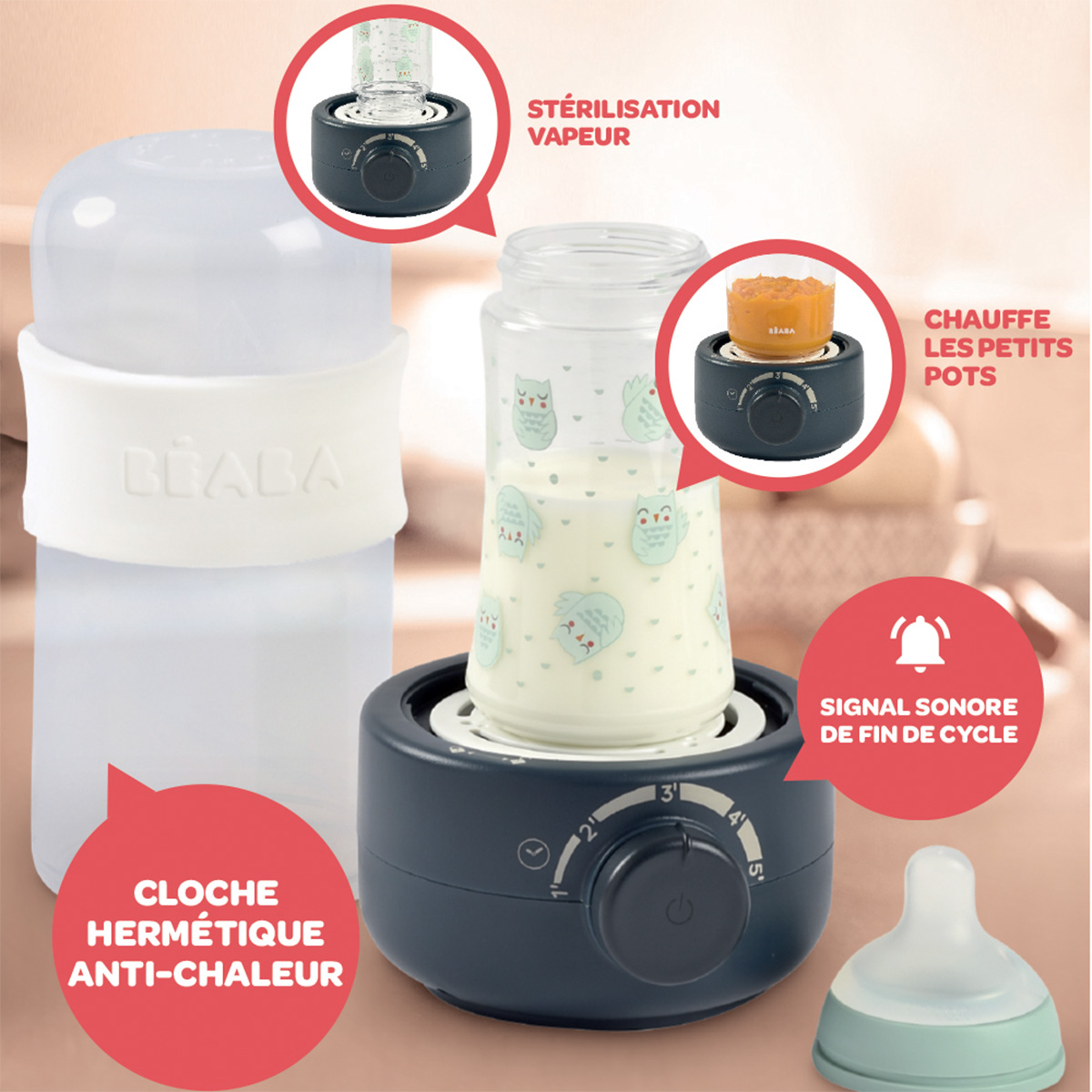 Beaba Chauffe-biberon/stérilisateur de lait pour bébé seconde 