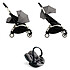 BABYZEN Poussette Duo YOYO+ Complète Châssis Blanc 0+ et 6+ et Siège Auto iZi Go Modular i-Size Groupe 0+ Gris - Gris