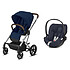 Cybex Poussette Duo Balios S Lux Cadre Argent et Siège Auto Cloud Z i-Size - Navy Blue