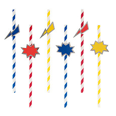 Achat Anniversaire & Fête Pailles - Super-Héros (x 12)