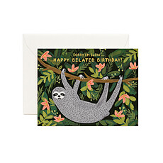 Achat Anniversaire & Fête Carte Double & Enveloppe "Sloth Belated Birthday"
