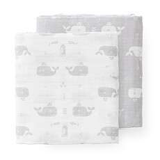 Achat Lange Lot de 2 Langes Baleine - Gris