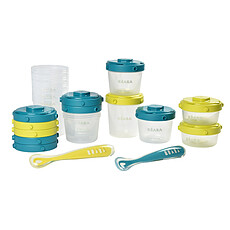 Achat Vaisselle & Couvert Pack Premier Repas 10 Portions Clip + 2 Cuillères 1er Âge Silicone - Neon