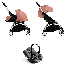 Achat Poussette combinée Poussette Duo YOYO+ Complète Châssis Blanc 0+ et 6+ et Siège Auto iZi Go Modular i-Size Groupe 0+ Gris - Ginger