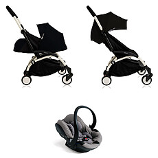 Achat Poussette combinée Poussette Duo YOYO+ Complète Châssis Blanc 0+ et 6+ et Siège Auto iZi Go Modular i-Size Groupe 0+ Gris - Noir