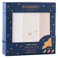 Achat Lange Lot de 3 Langes Baby Love - New Pink
