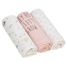 Achat Lange Lot de 3 Langes Garden Explorer - Rose