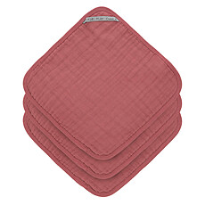 Achat Gant de toilette Lot de 3 Débarbouillettes en Mousseline - Bois de Rose
