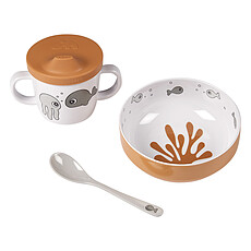 Achat Coffret repas Set Premier Repas 3 Pièces - Sea Friends Moutarde et Gris