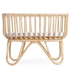 Achat Lit bébé Berceau en Rotin Rectangulaire avec Matelas - Naturel