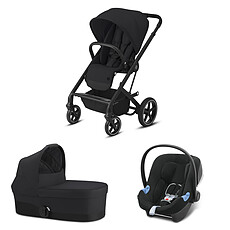 Achat Poussette combinée Poussette Trio Balios S Lux Cadre Noir Nacelle S et Siège Auto Aton B - Deep Black