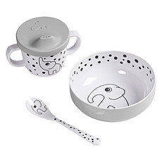 Achat Coffret repas Set Premier Repas 3 Pièces - Happy Dots Gris