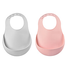Achat Bavoir Lot de 2 Bavoirs Silicone - Light Mist & Old Pink