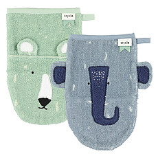Achat Gant de toilette Lot de 2 Gants de Toilette - Mr. Polar Bear & Mrs. Elephant