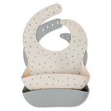 Achat Bavoir Lot de 2 Bavoirs - Ocean Blue Dot & Light Blue