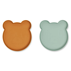 Achat Vaisselle & Couvert Lot de 2 Assiettes Olivia Marty - Mr Bear Mustard Peppermint Mix