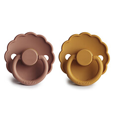 Achat Sucette Lot de 2 Tétines Daisy Caoutchouc Honey Gold & Rose Gold - 6/18 Mois
