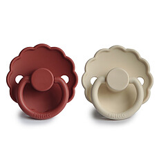Achat Sucette Lot de 2 Tétines Daisy Silicone Baked Clay & Cream - 6/18 Mois