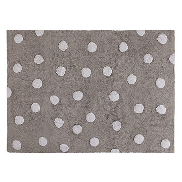Achat Tapis Tapis Lavable Polka Dots Gris et Blanc - 120 x 160 cm